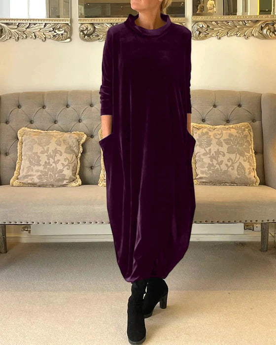 Women's Velvet Evening Dress with Relaxed Fit and Soft Fabric