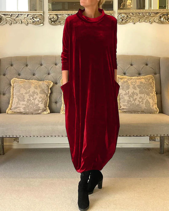 Women's Velvet Evening Dress with Relaxed Fit and Soft Fabric