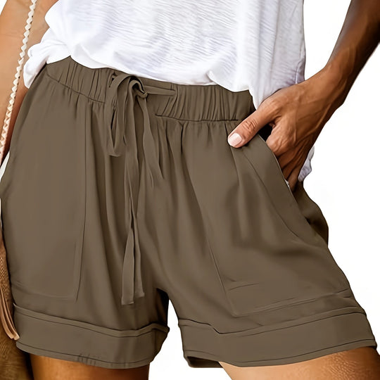 Women's Drawstring Shorts with Relaxed Fit and Adjustable Waistband