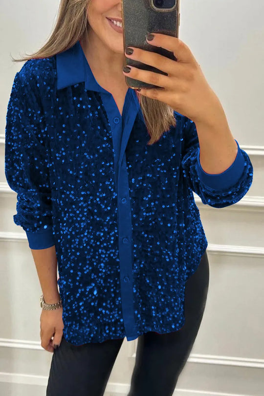 Women's Shimmer Sequin Shirt with Elegant Design and Comfortable Fit