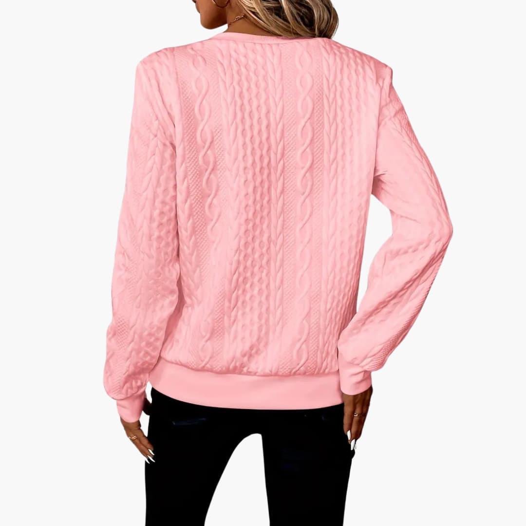 Cable Knit Zip Sweater – Women's Long Sleeve Pullover - Made by Jessica