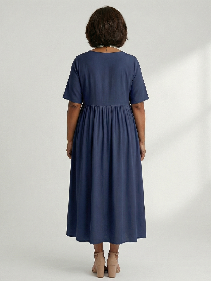 Ciren | Simple Gather Midi Dress