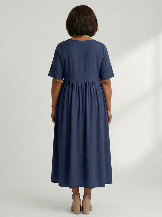 Ciren | Simple Gather Midi Dress