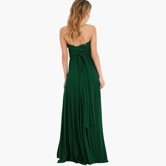 Women’s Convertible Maxi Dress with Backless Design and Adjustable Waist
