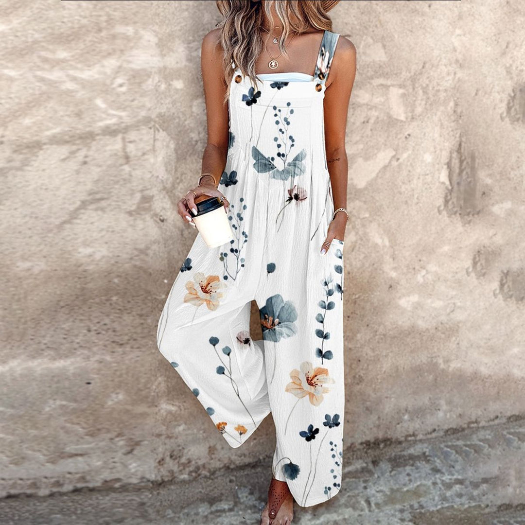 Women's Dungaree with Adjustable Straps and Statement Print