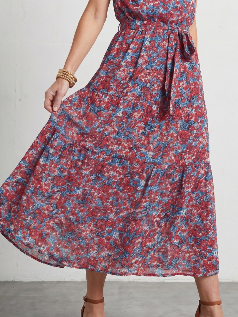 Anise | High Neck Floral Tiered Midi Dress