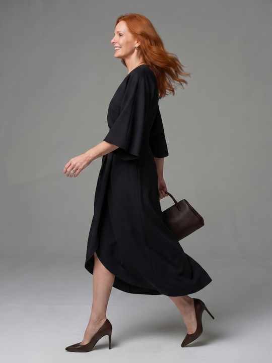 Beryl | Sculpted Waist Panel Midi Dress