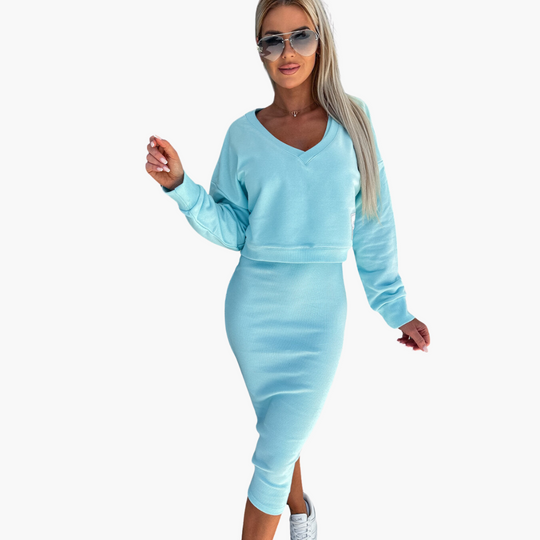 Women’s Two-Piece Sweatshirt and Midi Dress Set