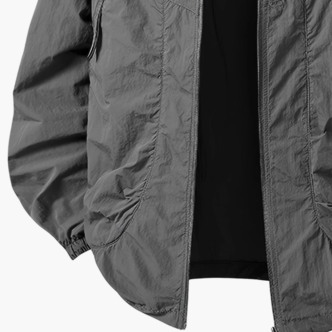 Unisex Windbreaker Jacket with Hood and Zippered Pockets
