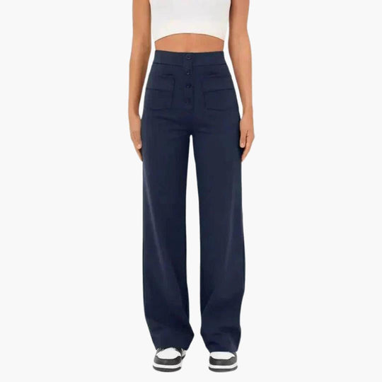 Women's Casual Trousers with Waistband and Front Pockets