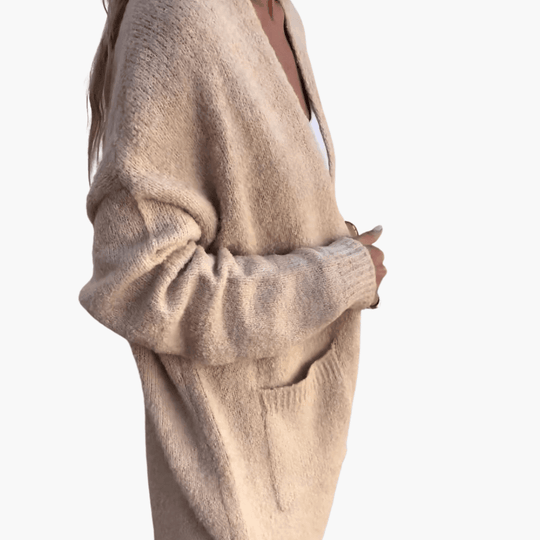 Women’s Longline Cardigan with Long Sleeves and Relaxed Fit