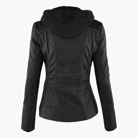 Women’s Zip-Up Faux Leather Jacket with Tailored Fit