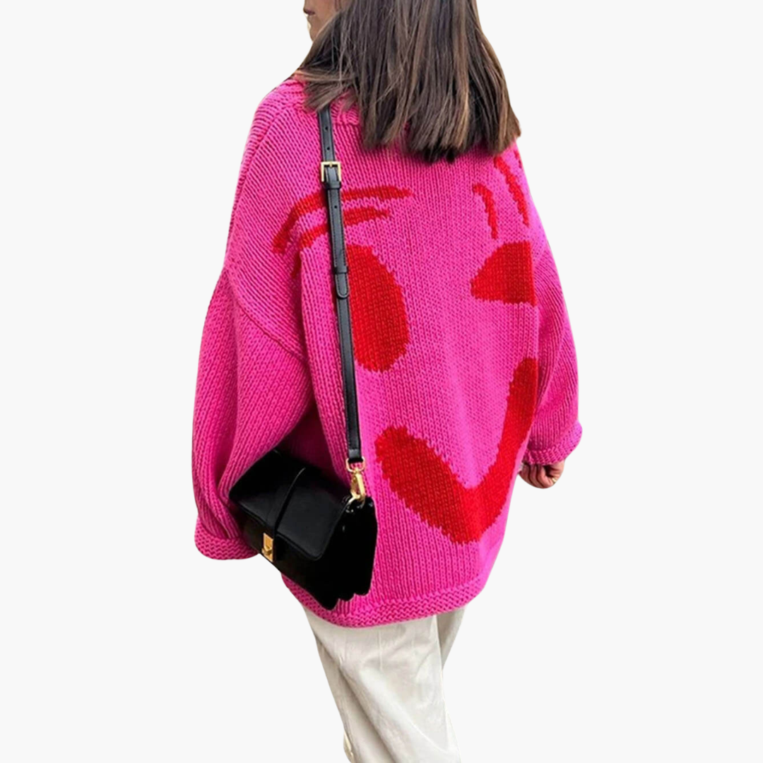 Women’s Jumper with Crew Neck and Cable Knit