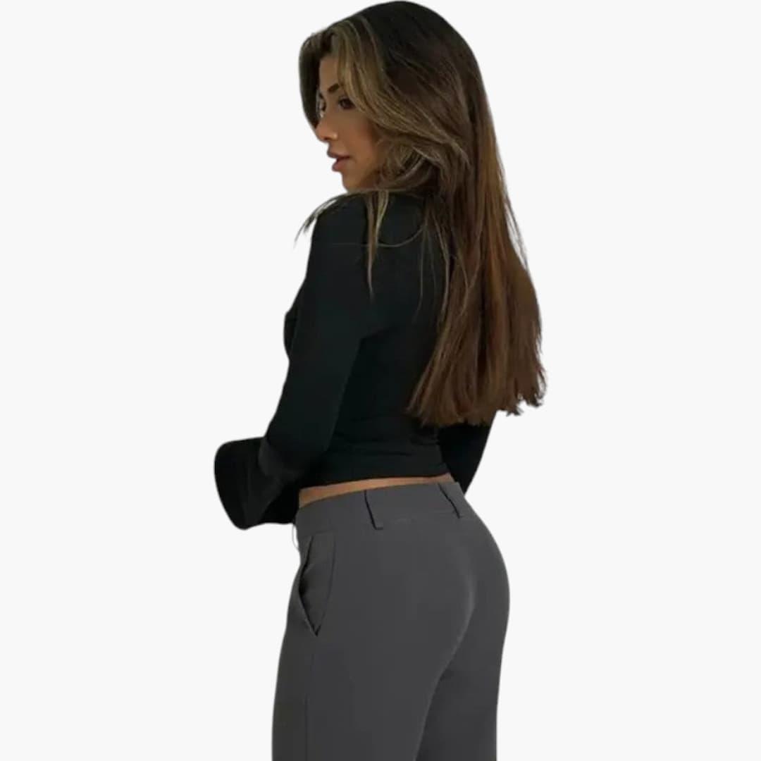 Women's Lace Flare Top with V-Neckline and Semi-Cropped Hem