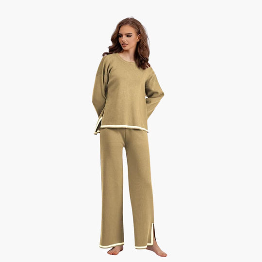 Women’s Two-Piece Set with Long-Sleeve Top and Matching Trousers