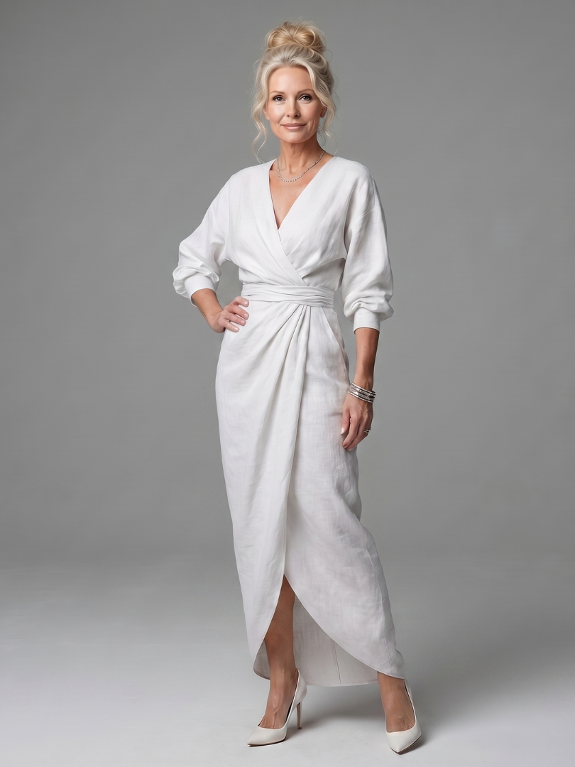 Olympia | Diagonal Drape Maxi Dress