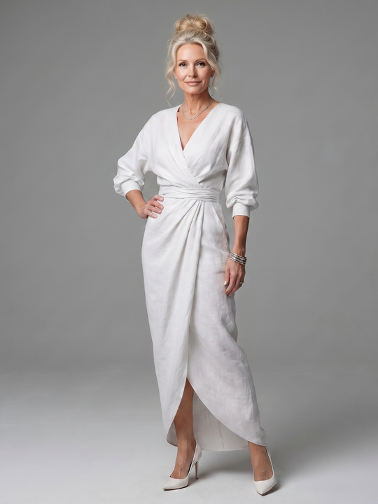 Olympia | Diagonal Drape Maxi Dress