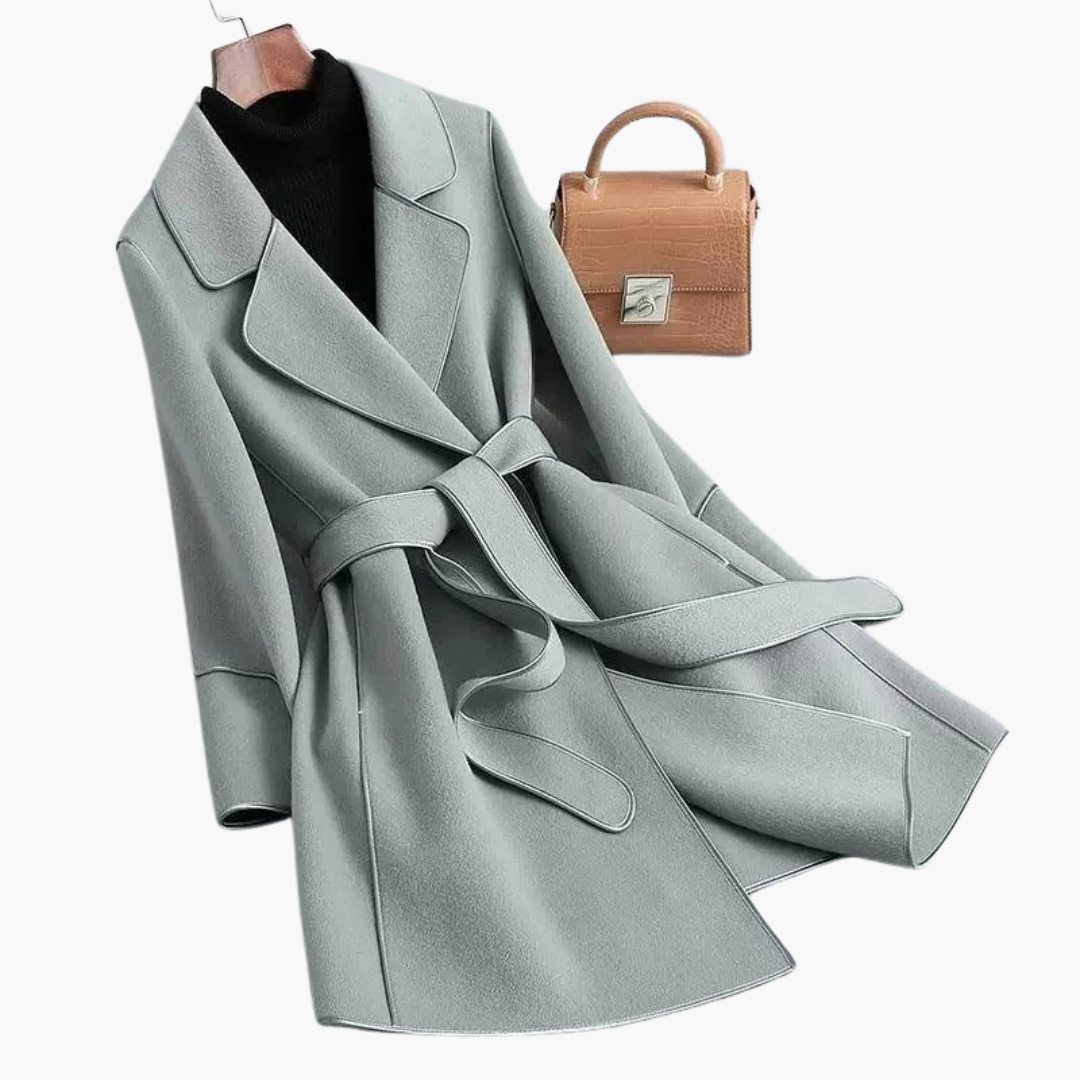 Women’s Double - Breasted Trench Coat with Wool - Blend Wrap and Tailored Fit