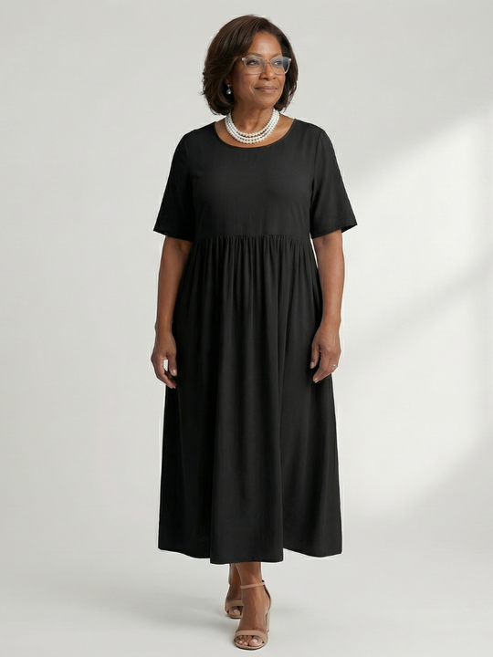 Ciren | Simple Gather Midi Dress