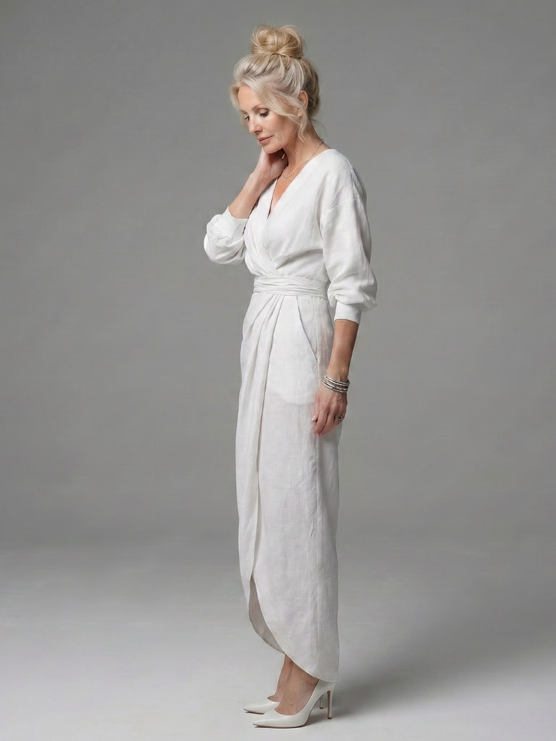 Olympia | Diagonal Drape Maxi Dress