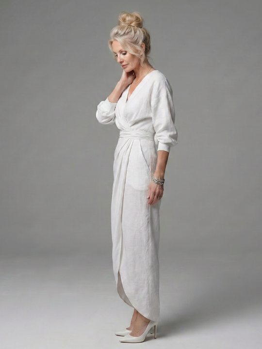 Olympia | Diagonal Drape Maxi Dress