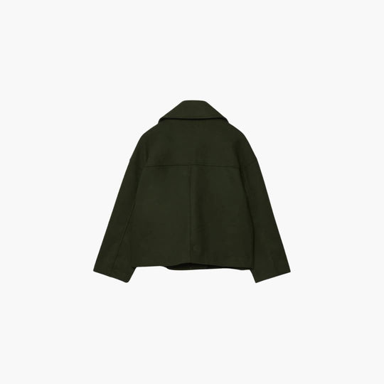 Women’s cropped jacket with double-breasted front and wide lapels