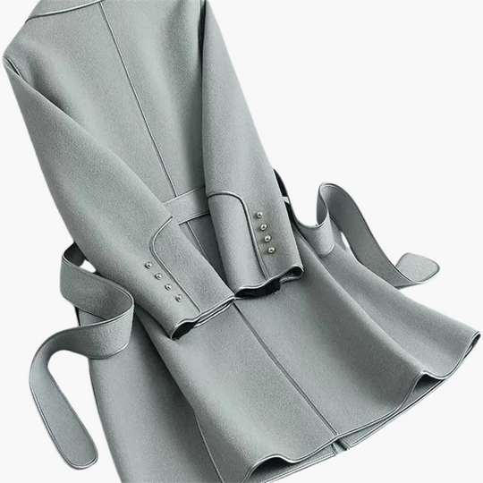 Women’s Double - Breasted Trench Coat with Wool - Blend Wrap and Tailored Fit