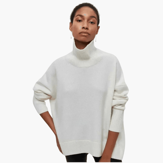 Women's Ribbed Turtleneck Jumper with Long Sleeves and Fitted Silhouette