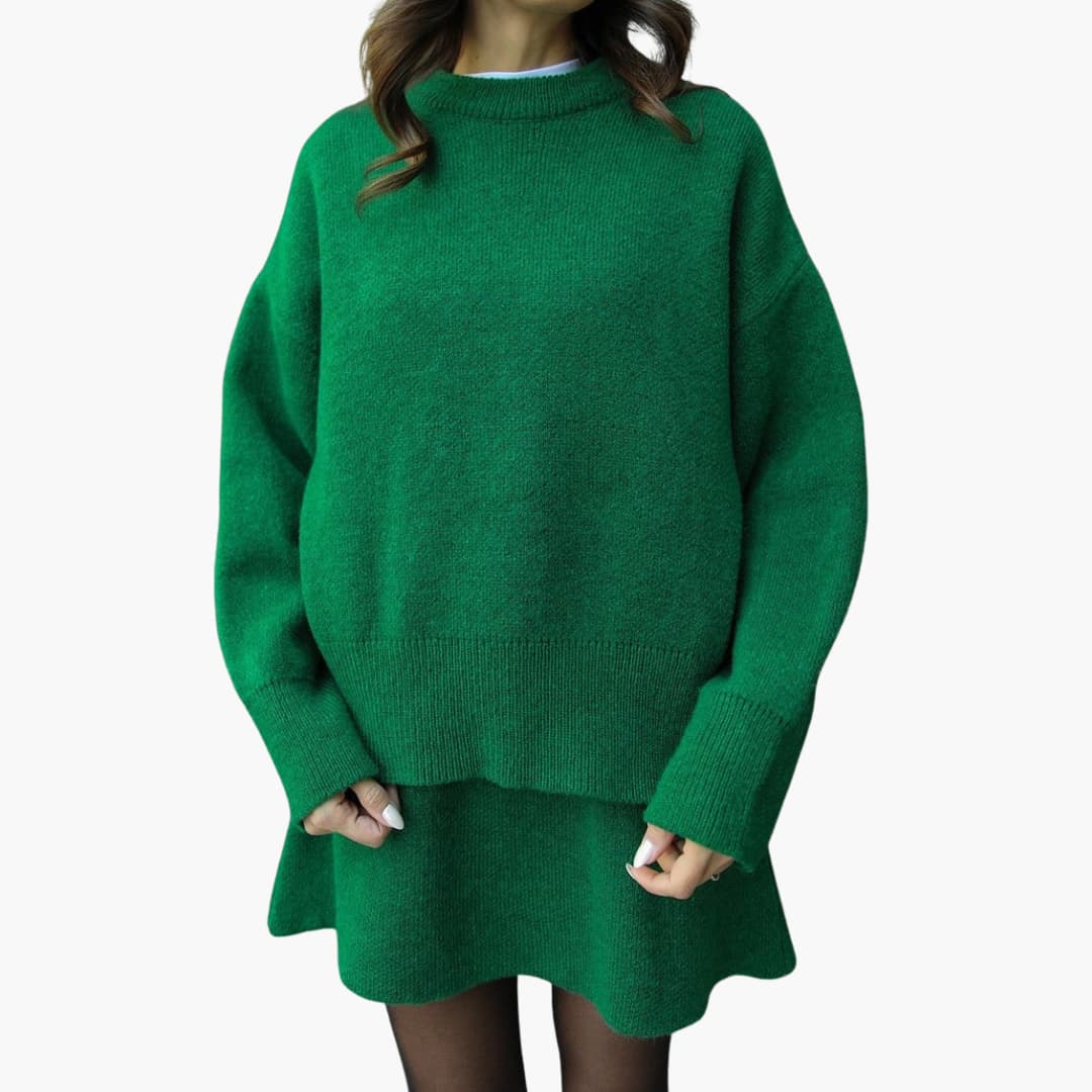 Women's Lounge Set with Crewneck Sweater and Mini Skirt