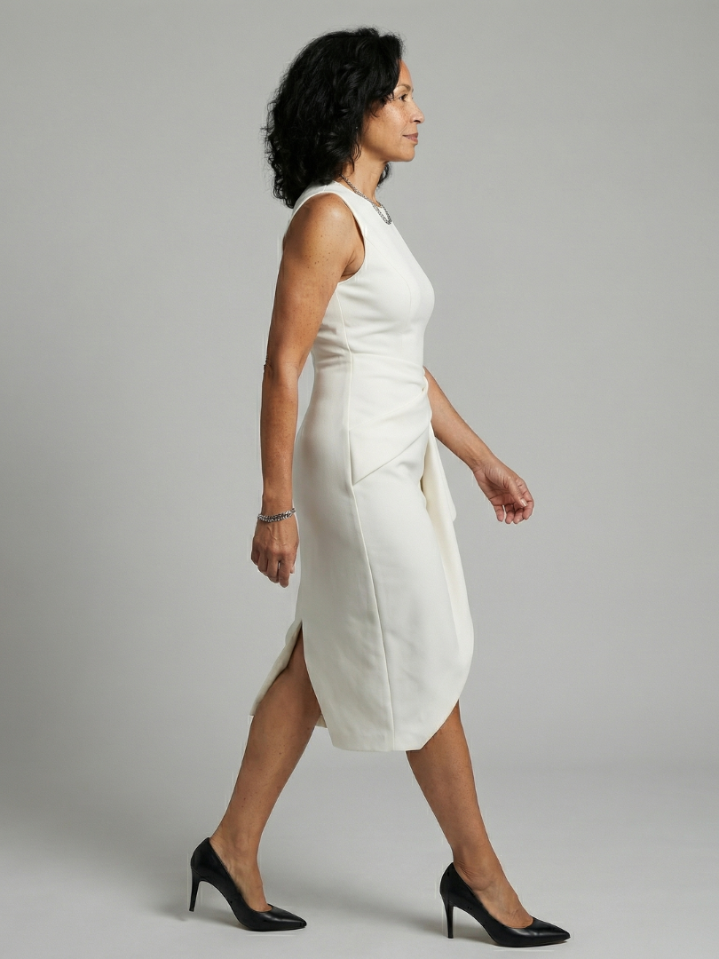 Oriel | Asymmetric Drape Midi Dress