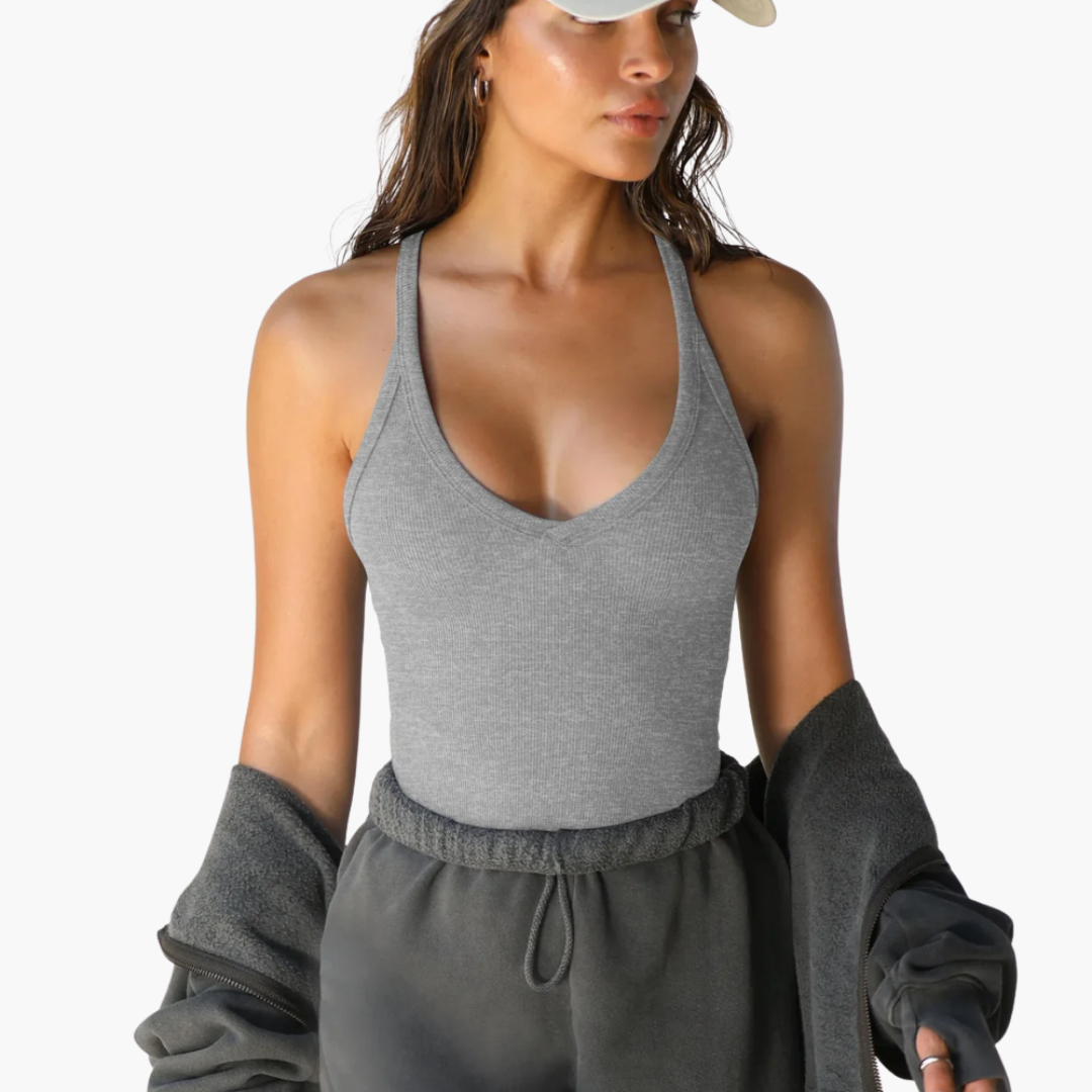 Women’s Sleeveless Top with V-Neck and Stretch Fit