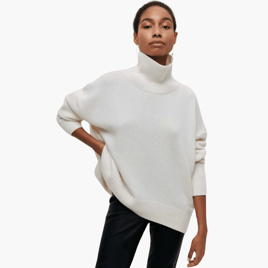 Women's Ribbed Turtleneck Jumper with Long Sleeves and Fitted Silhouette