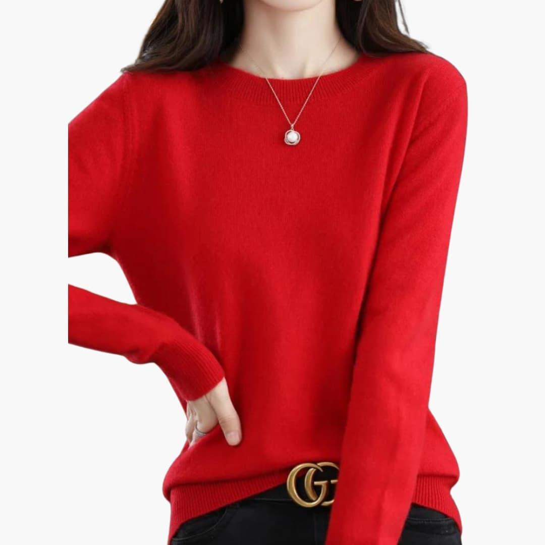 Women’s Chunky Knit Jumper with Long Sleeves and Round Neckline