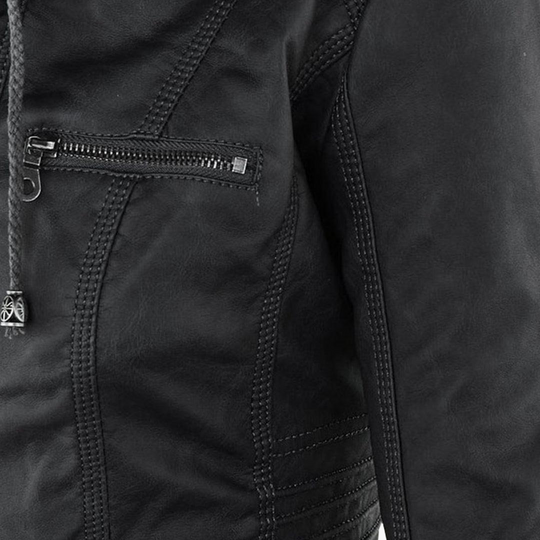 Women’s Zip-Up Faux Leather Jacket with Tailored Fit