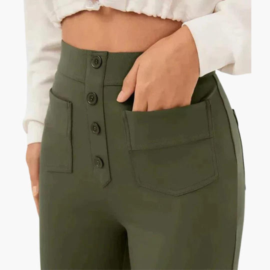 Women's Casual Trousers with Waistband and Front Pockets