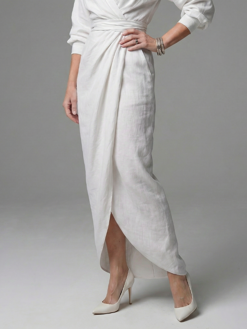 Olympia | Diagonal Drape Maxi Dress