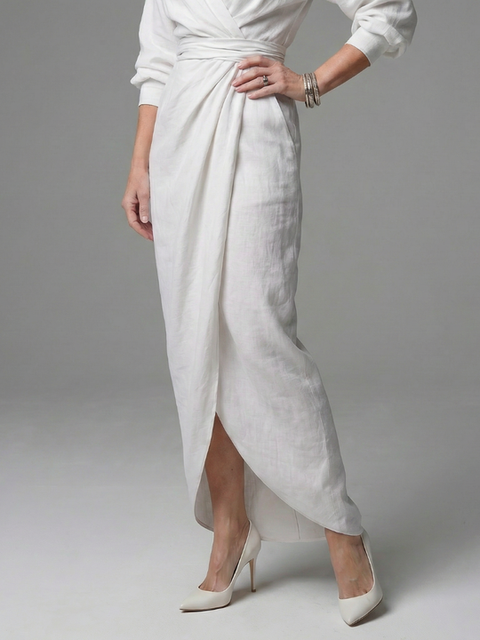 Olympia | Diagonal Drape Maxi Dress