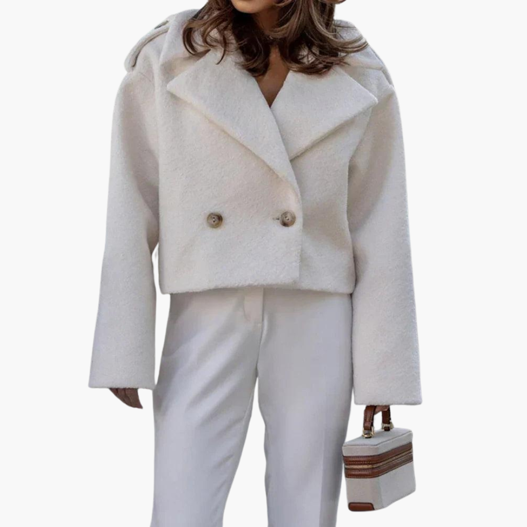 Women’s Cropped Jacket with Straight Hem and Long Sleeves