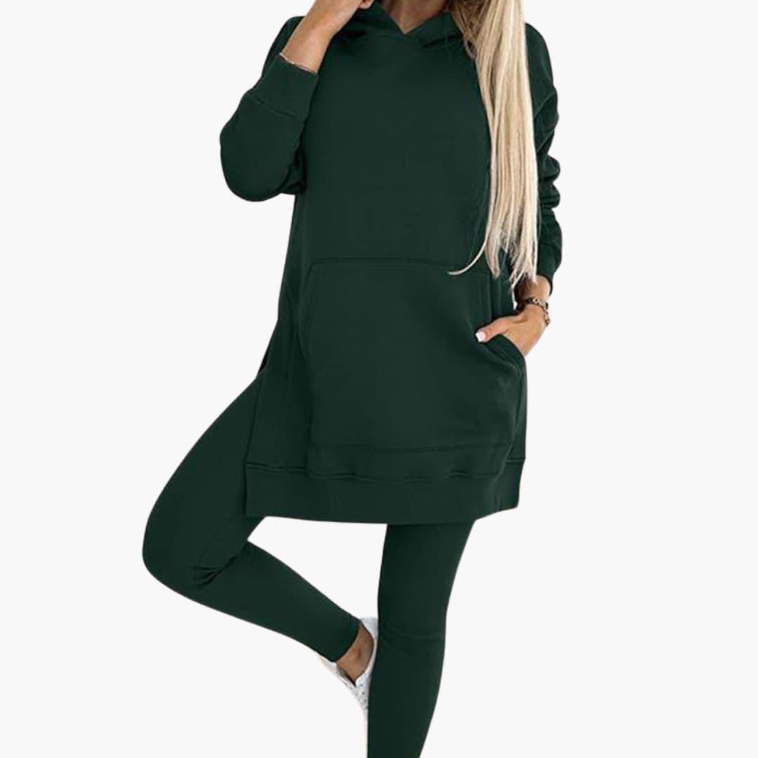 Women’s Two-Piece Hoodie and Leggings Set with Fitted Leggings