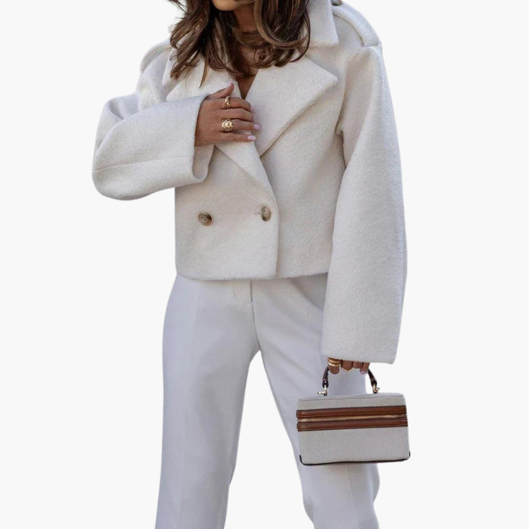 Women’s Cropped Jacket with Straight Hem and Long Sleeves