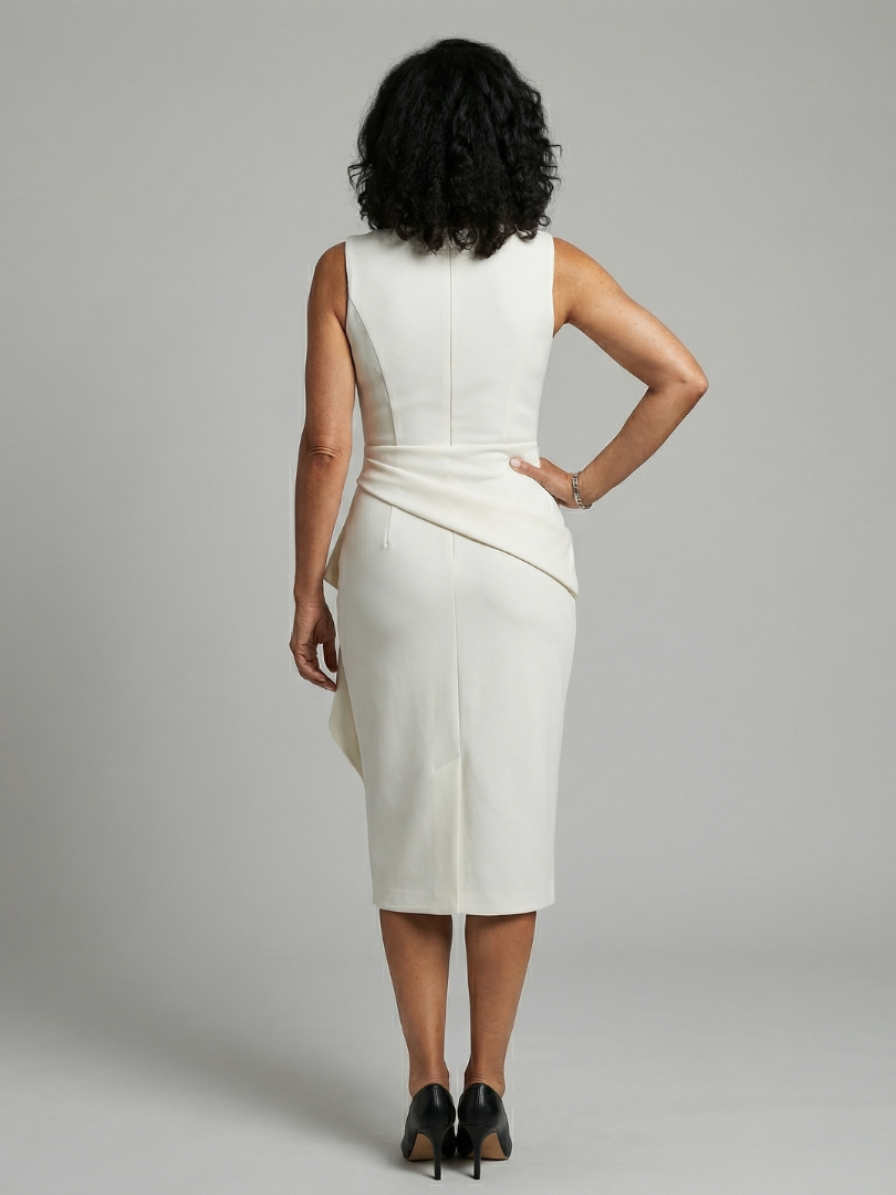 Oriel | Asymmetric Drape Midi Dress