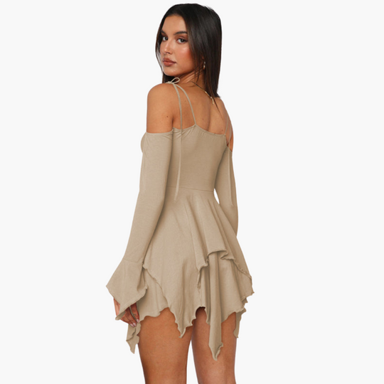 Women’s Mini Dress with Off‑Shoulder and Layered Detail