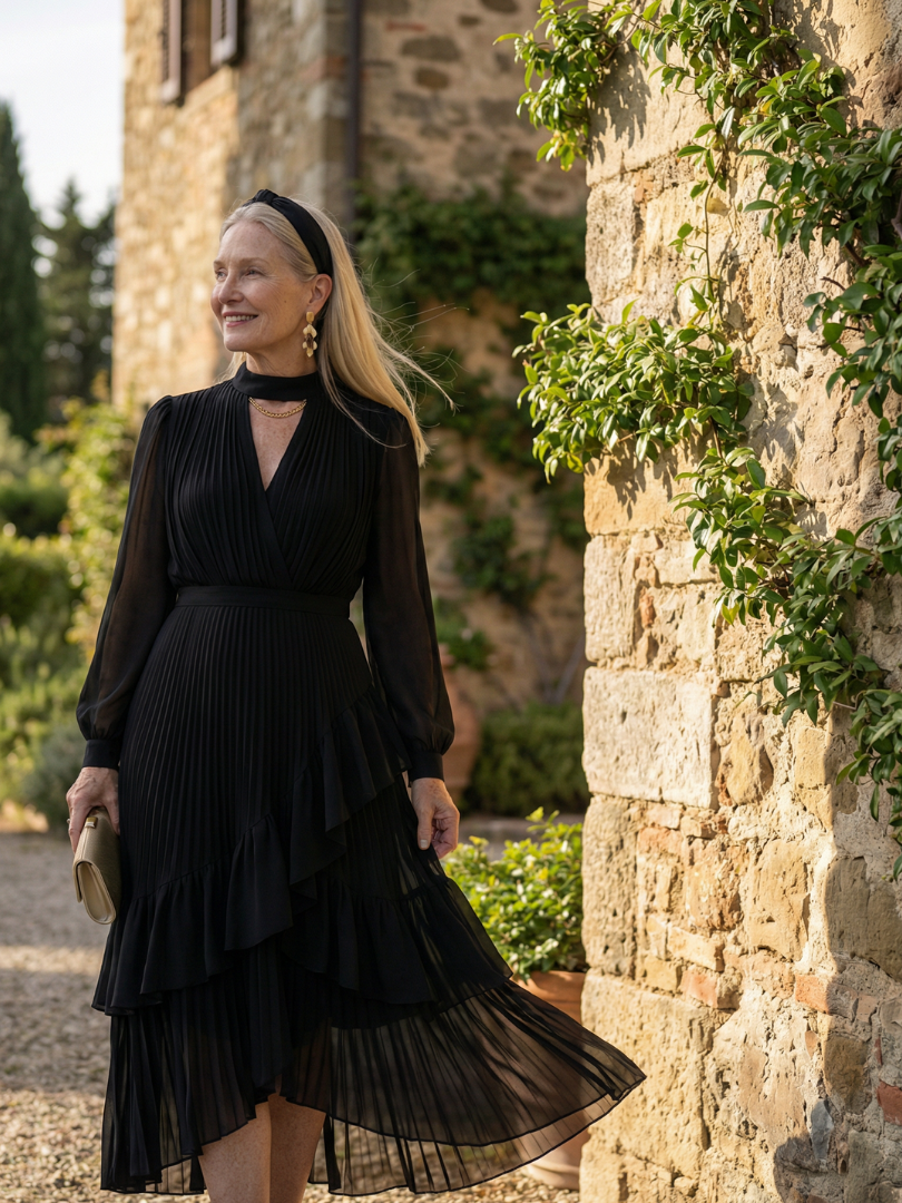 Aris | Fluid Drape Midi Dress