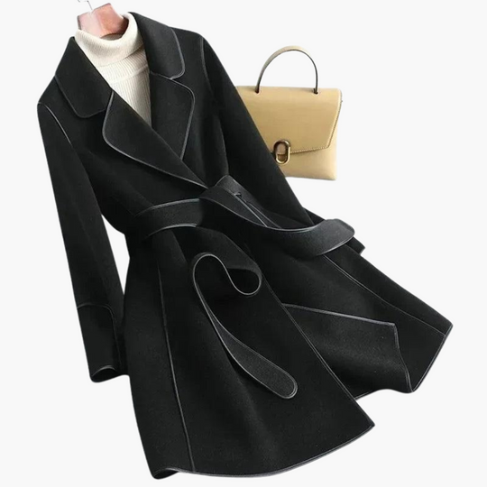 Women’s Double - Breasted Trench Coat with Wool - Blend Wrap and Tailored Fit