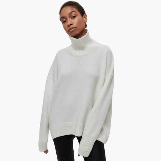 Women's Ribbed Turtleneck Jumper with Long Sleeves and Fitted Silhouette