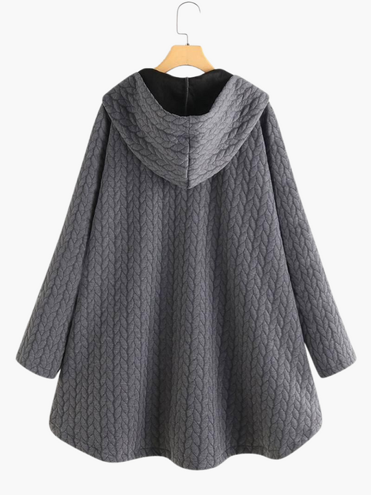 Women’s Hooded Winter Coat with Button-Up Front and Long Length