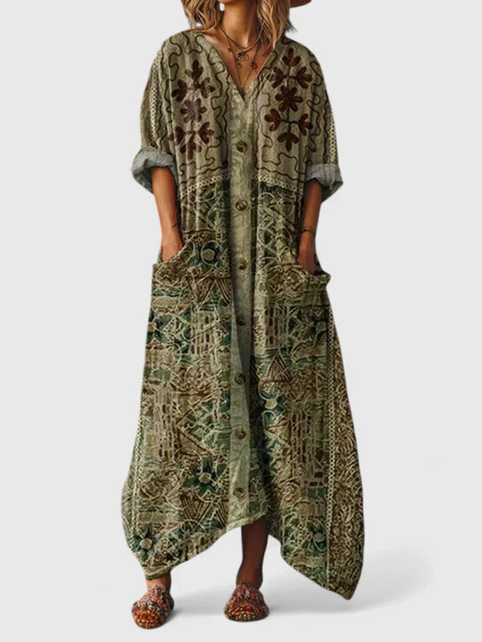 Women's Dress with Relaxed Fit and Subtle Embroidery Detail