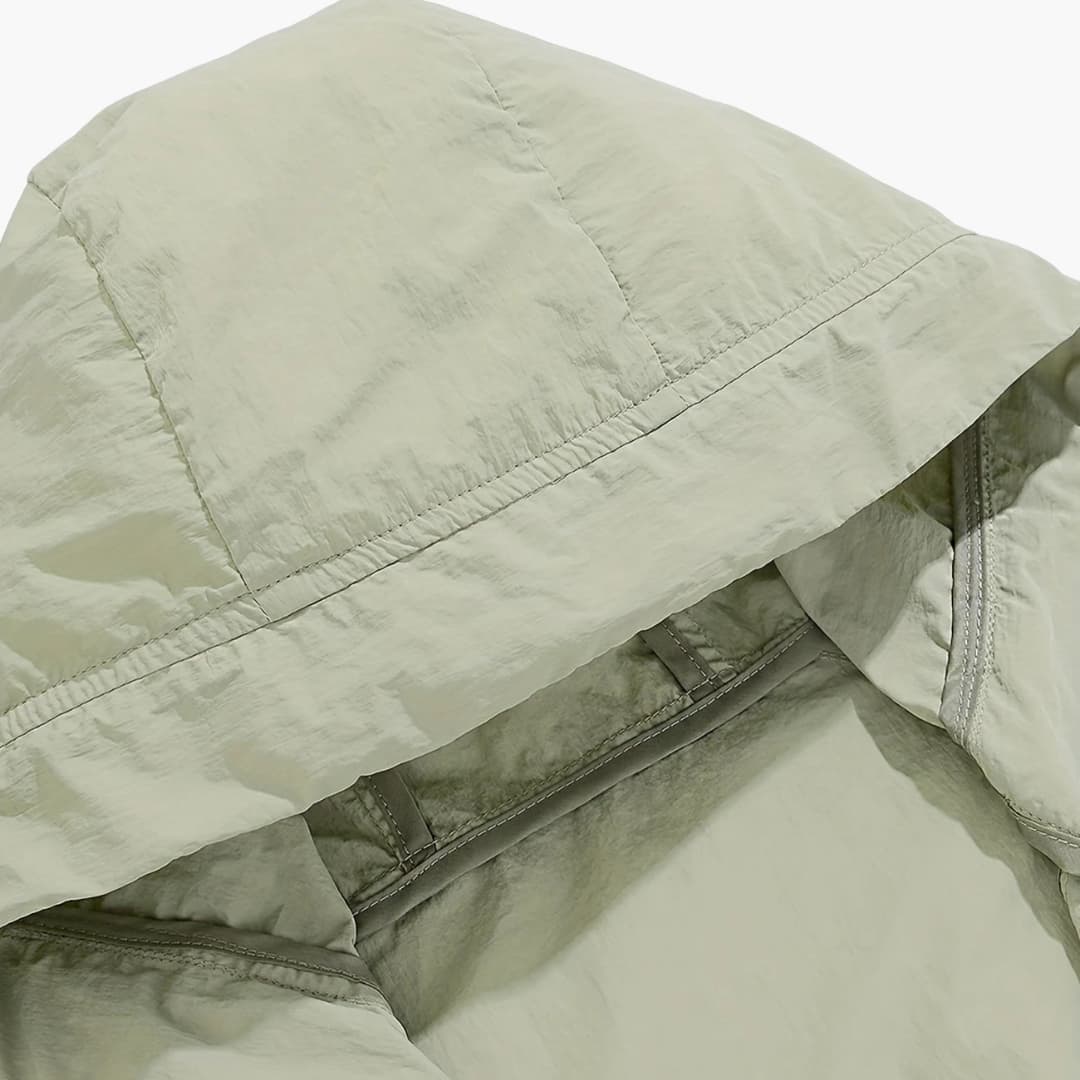 Unisex Windbreaker Jacket with Hood and Zippered Pockets