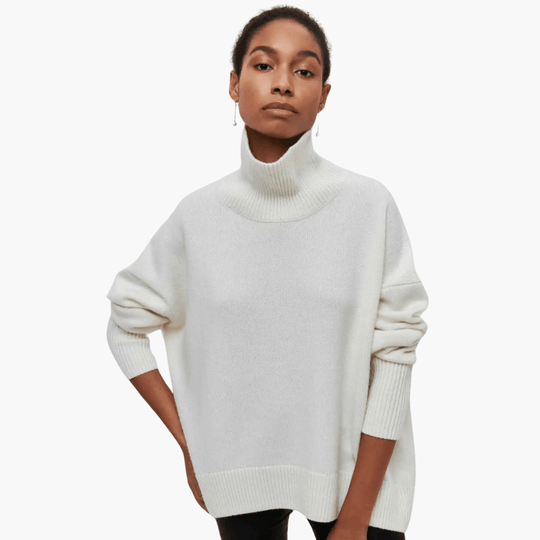 Women's Ribbed Turtleneck Jumper with Long Sleeves and Fitted Silhouette