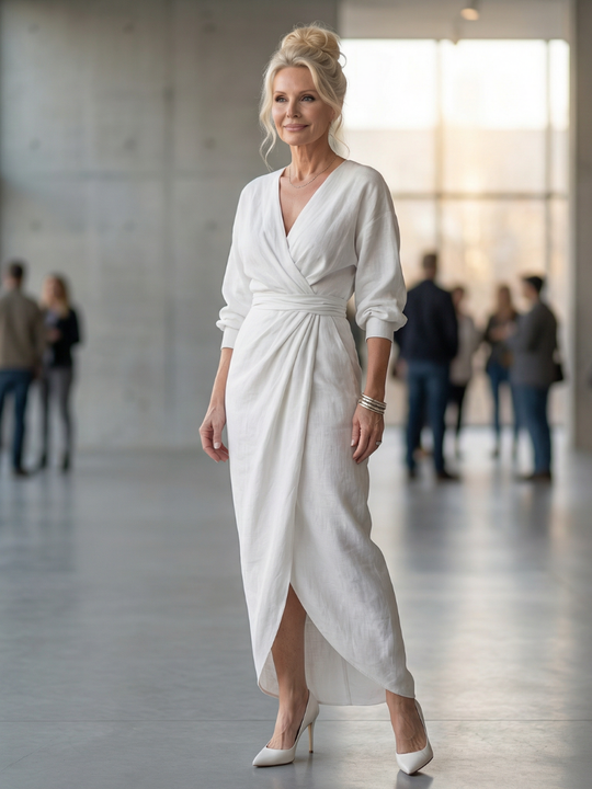 Olympia | Diagonal Drape Maxi Dress